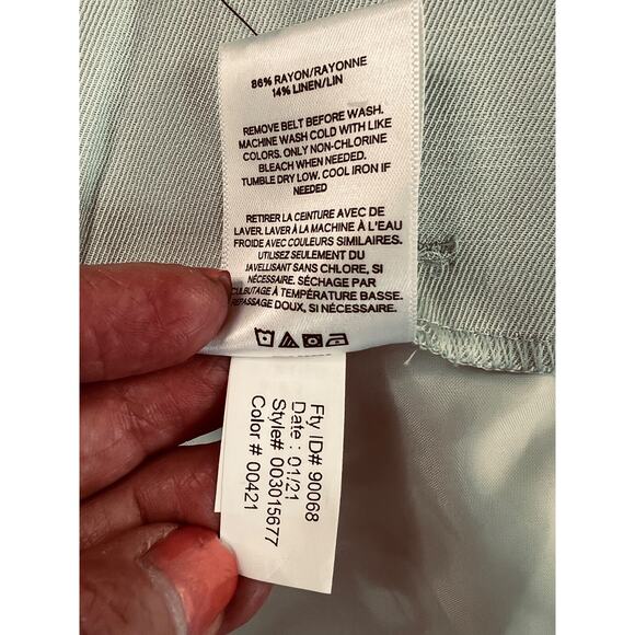 Express Extreme High Rise Paperbag‎ Green Linen Shorts Sz 10 NWT Soft Girl - Picture 8 of 9